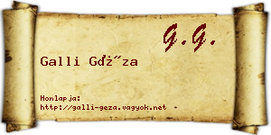 Galli Géza névjegykártya